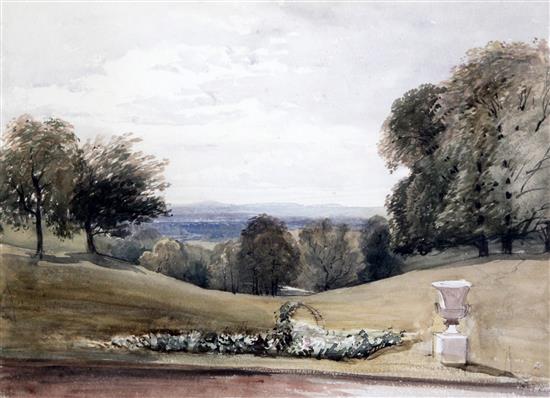 David Cox Snr (1783-1859) A view from a terrace, 10 x 14in.